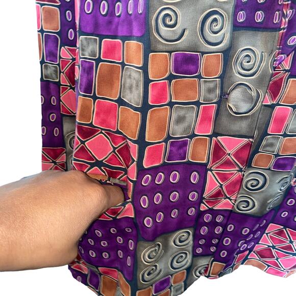 Vintage Retro abstract print one button Blazer Michael Taylor Petite Large - Picture 5 of 8